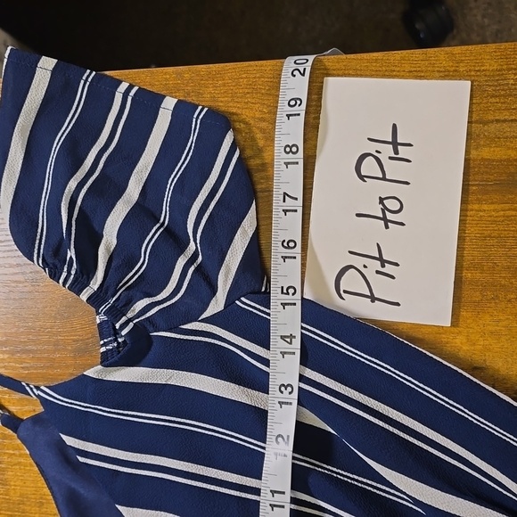 One clothing blue white cold shoulder wide leg jumpsuit women's size XS - Picture 6 of 10